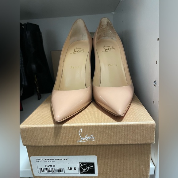 ❌SOLD❌Christian Louboutin DECOLLETE 554 100 Patent 8.5 nude - Picture 2 of 8